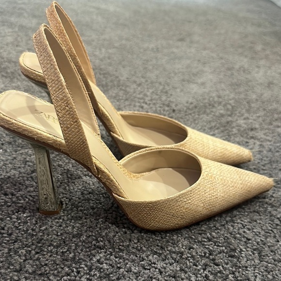 Zara Cream Stiletto Heels with Slingback - Picture 2 of 3